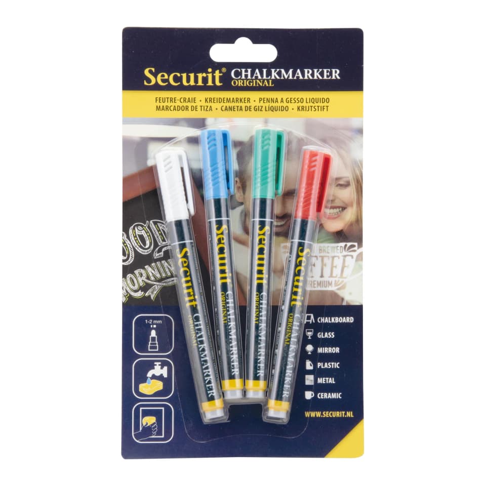 Securit® Lot de 4 Retoladors de guix líquid colors - Punta 1-2mm