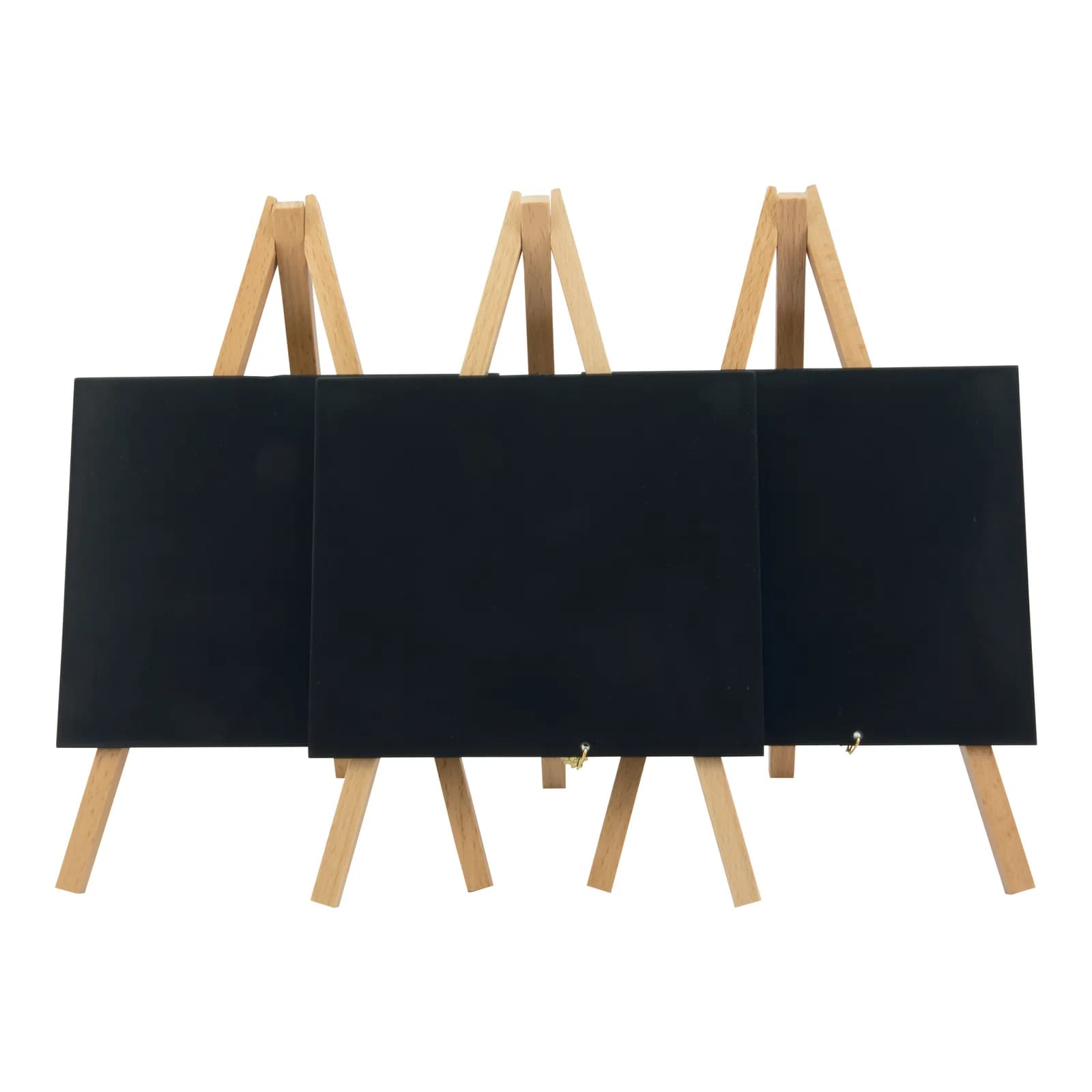 Securit® Lot de 3 Mini Ardoises de table sur chevalets - Bois finition hêtre laqué