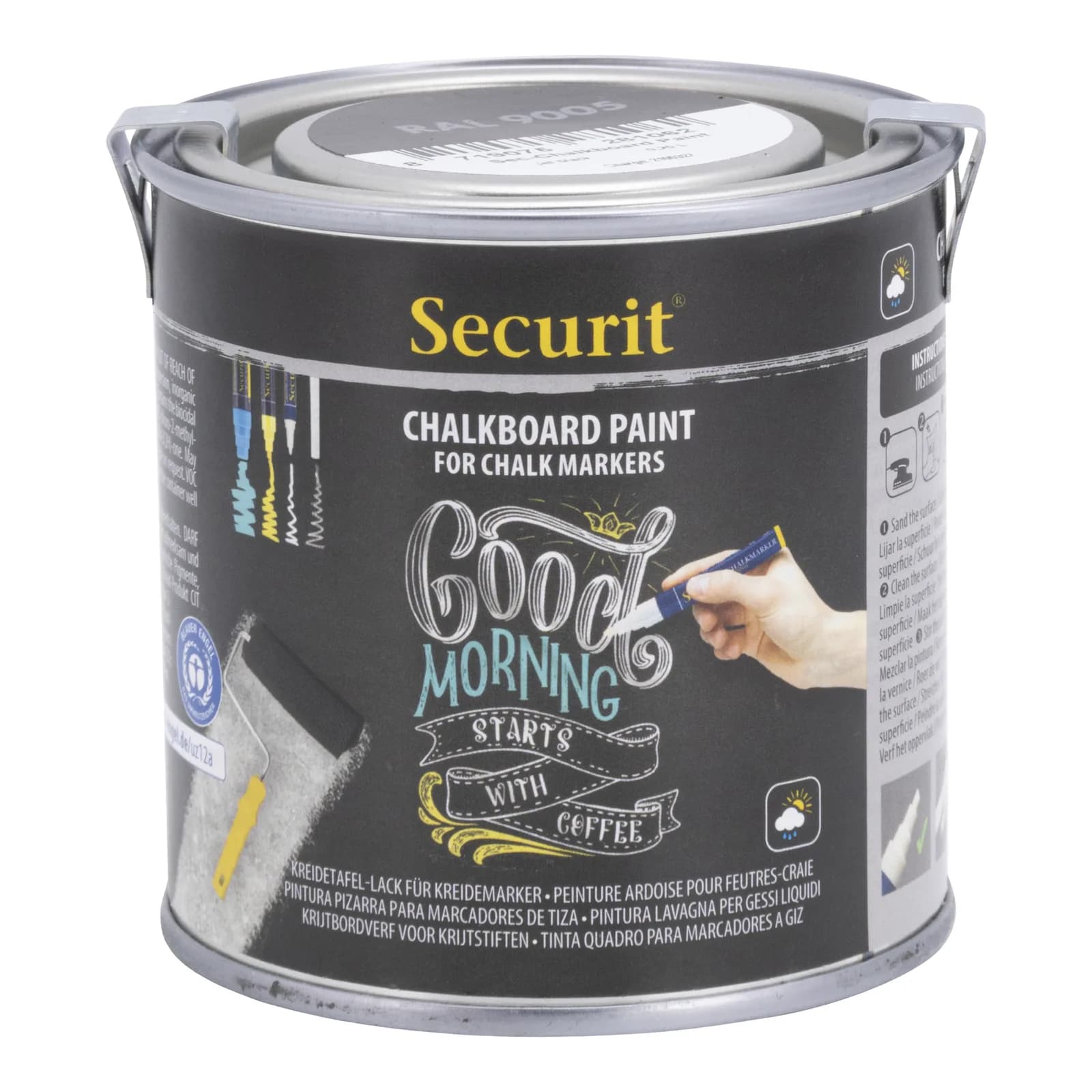 Securit® Pot de peinture acrylique pour ardoise à base d'eau - Noir - 250mL