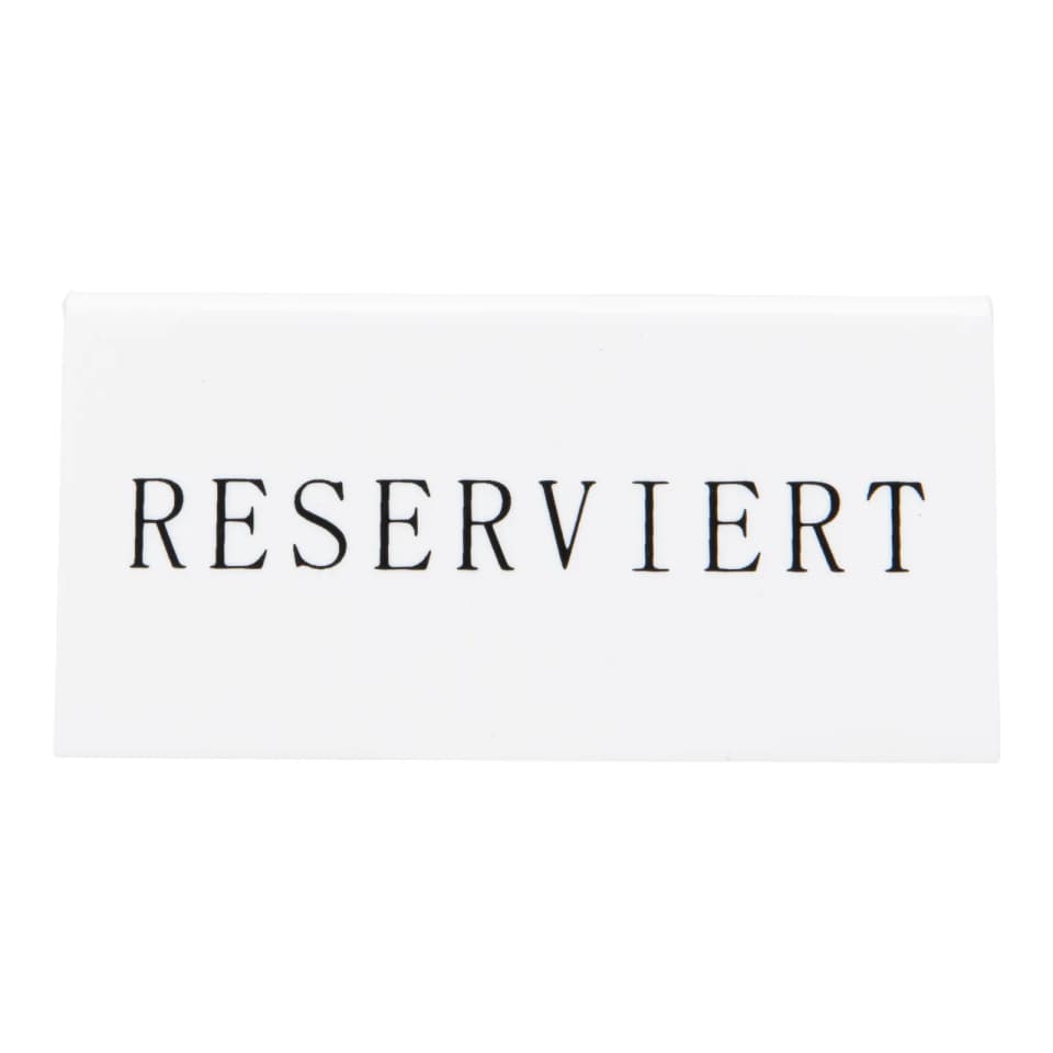 Securit® Lot de 5 Chevalets réservation de table "Reserviert" (Allemand) - Acrylique blanc avec lettres noirs