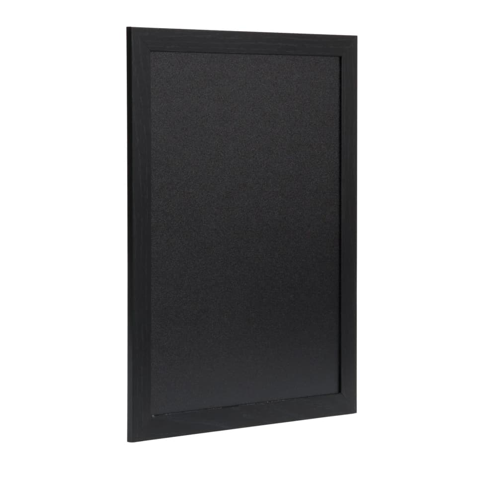 Securit® Ardoise murale "Woody" - Bois finition noir laqué - Feutre-craie et kit de montage inclus - 30x40cm