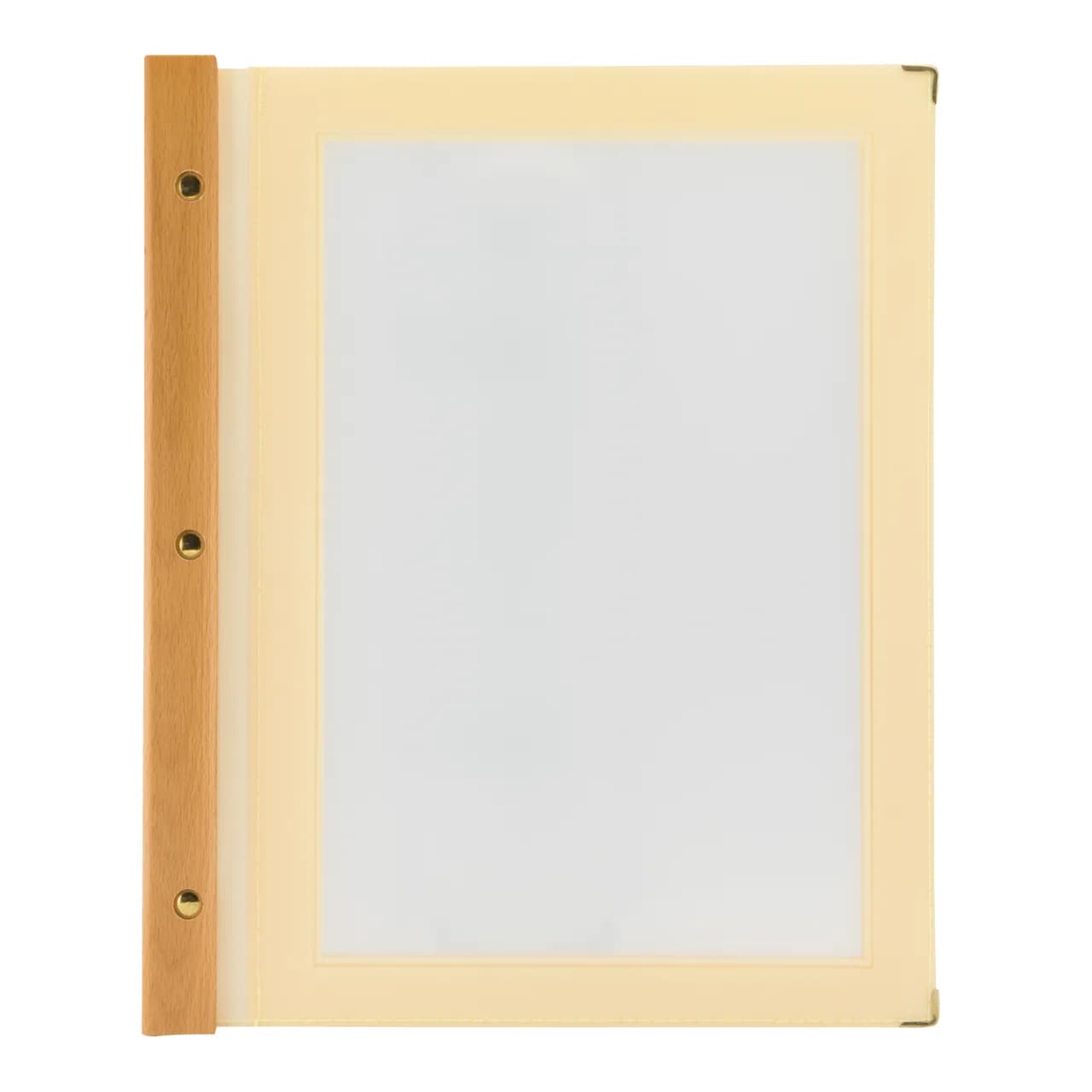 Securit® Protège-menu A4 "Wood" - Beige/Ivoire - 4 vues - Fin de série