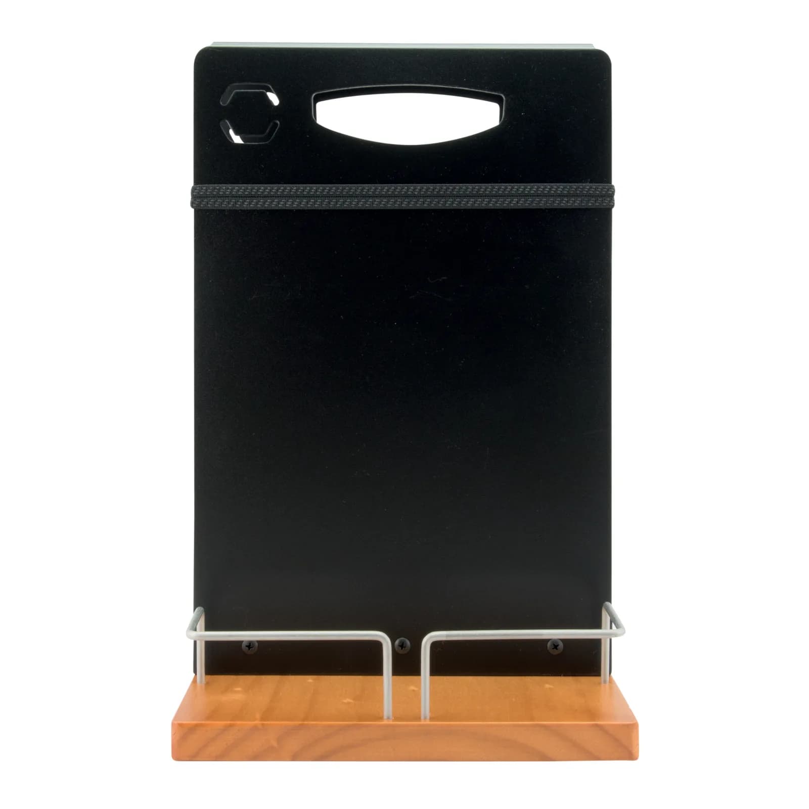 Securit® Chevalet de table - Bois finition teck laqué - Place de rangement pour carte menus, tasse ou autres - Feutre-cr