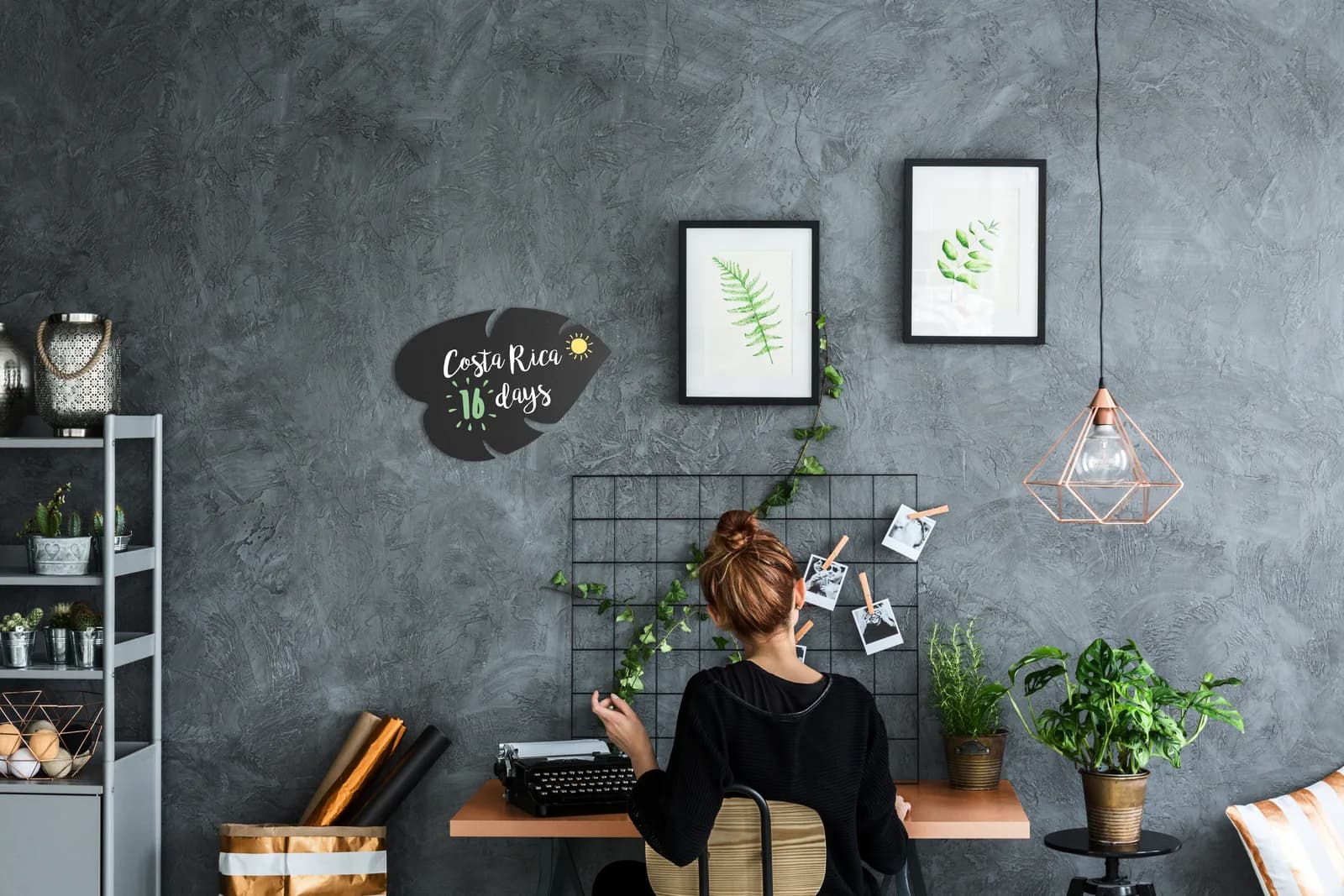 Ardoise murale silhouette feuille — Securit® — En situation