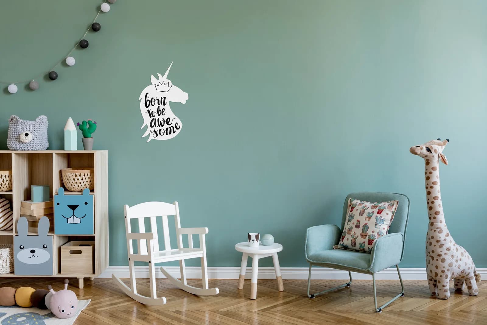 Ardoise murale Licorne blanche — Securit® — En situation