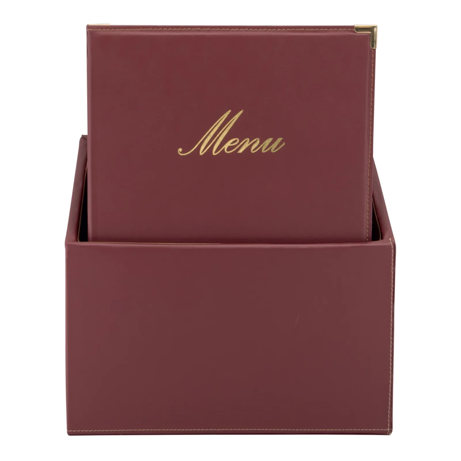 Securit® Boite contenant 20 Protège-menus A4 "Classic" - Bordeaux - Simili-cuir - 4 vues