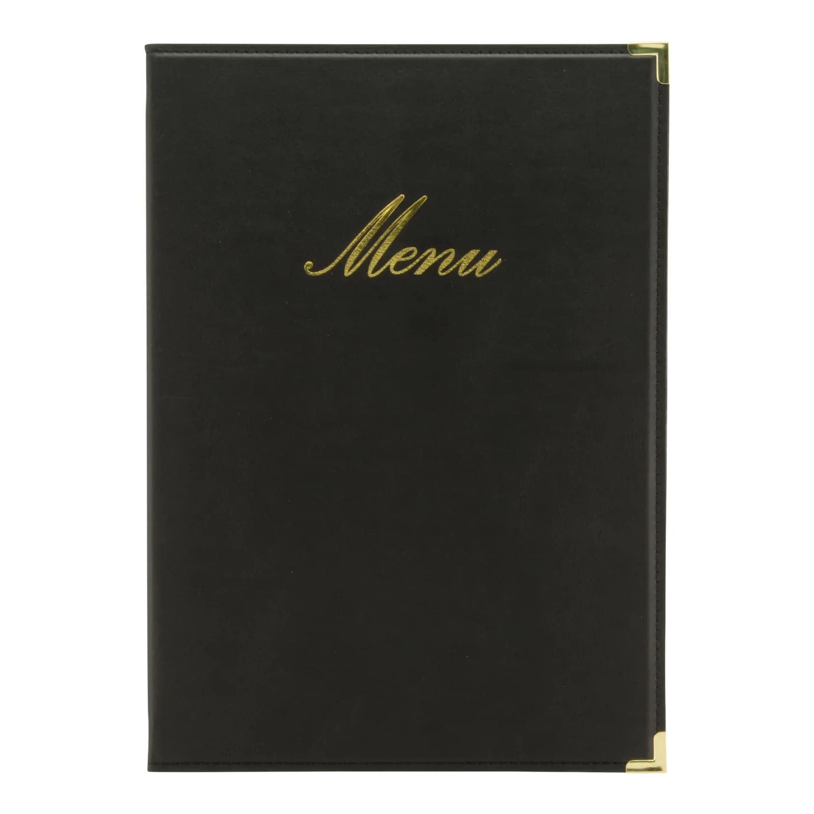 Securit® Protège-menu A4 "Classic" - Noir - Simili-cuir - 4 vues