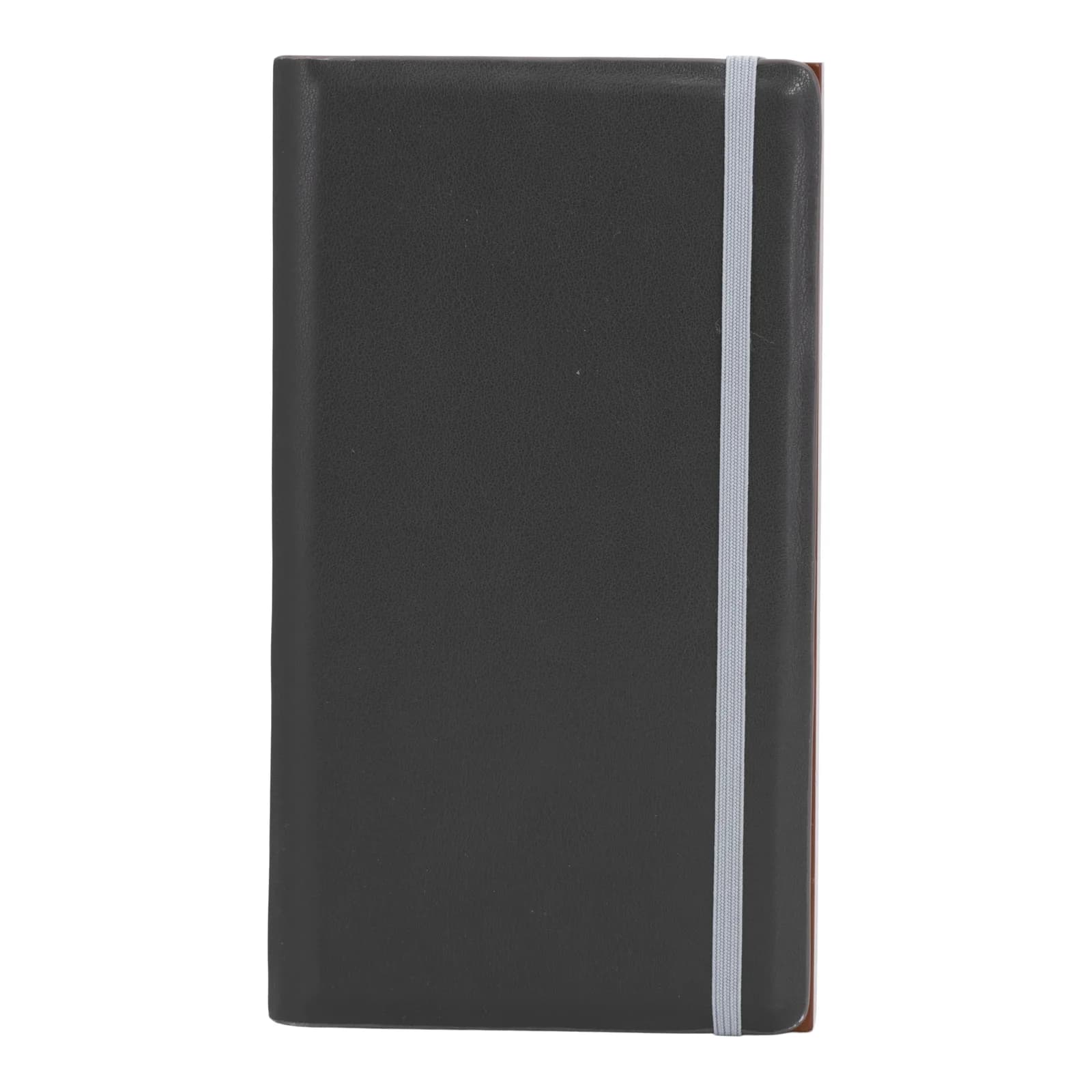 Securit® Porte-addition "Leather" - Gris - Couverture en cuir, socle en bois massif et fermeture avec élastique