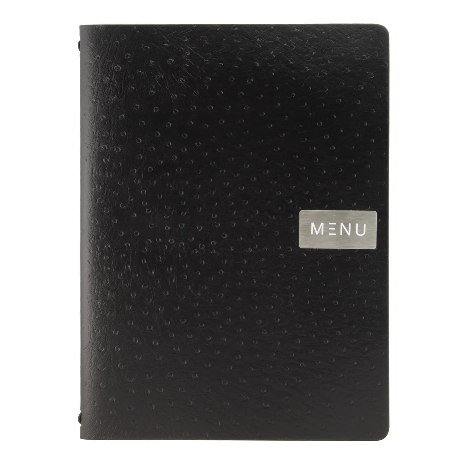 Securit® Protège-menu A4 "Leather" - Noir - Ligne "Ego" - 100% cuir écologique - Plaque "Menu" + plaque vierge incluses