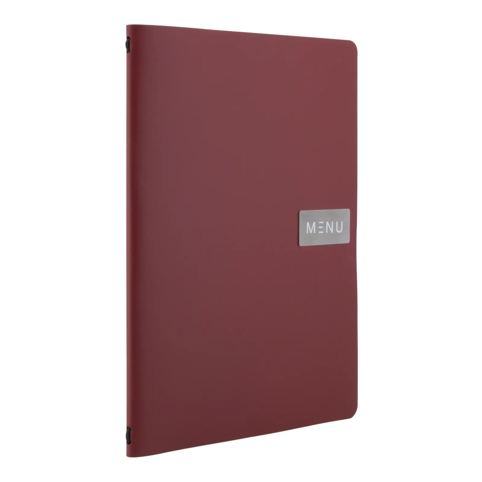 Securit® Protège-menu A4 "Leather" - Rouge - Ligne "Royal" - 100% cuir écologique - Plaque "Menu" + plaque vierge inclus