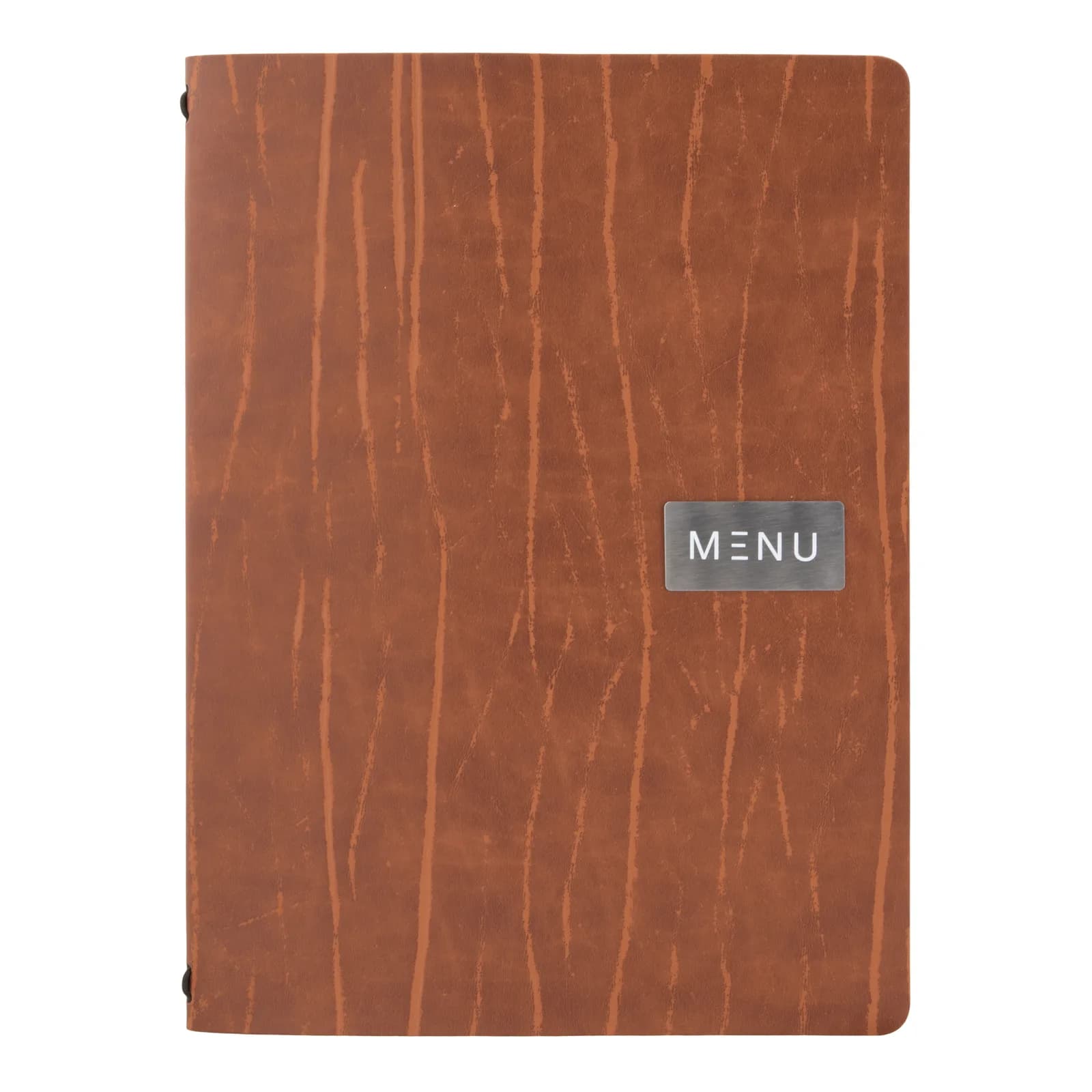 Securit® Protège-menu A4 "Leather" - Marron - Ligne "Ruga" - 100% cuir écologique - Plaque "Menu" + plaque vierge inclus