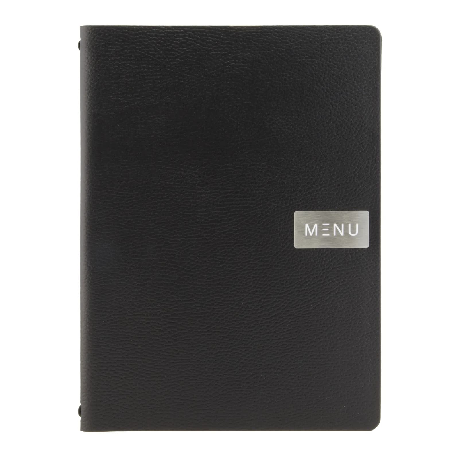 Securit® Protège-menu A4 "Leather" - Noir - Ligne "Raw" - 100% cuir écologique - Plaque "Menu" + plaque vierge incluses