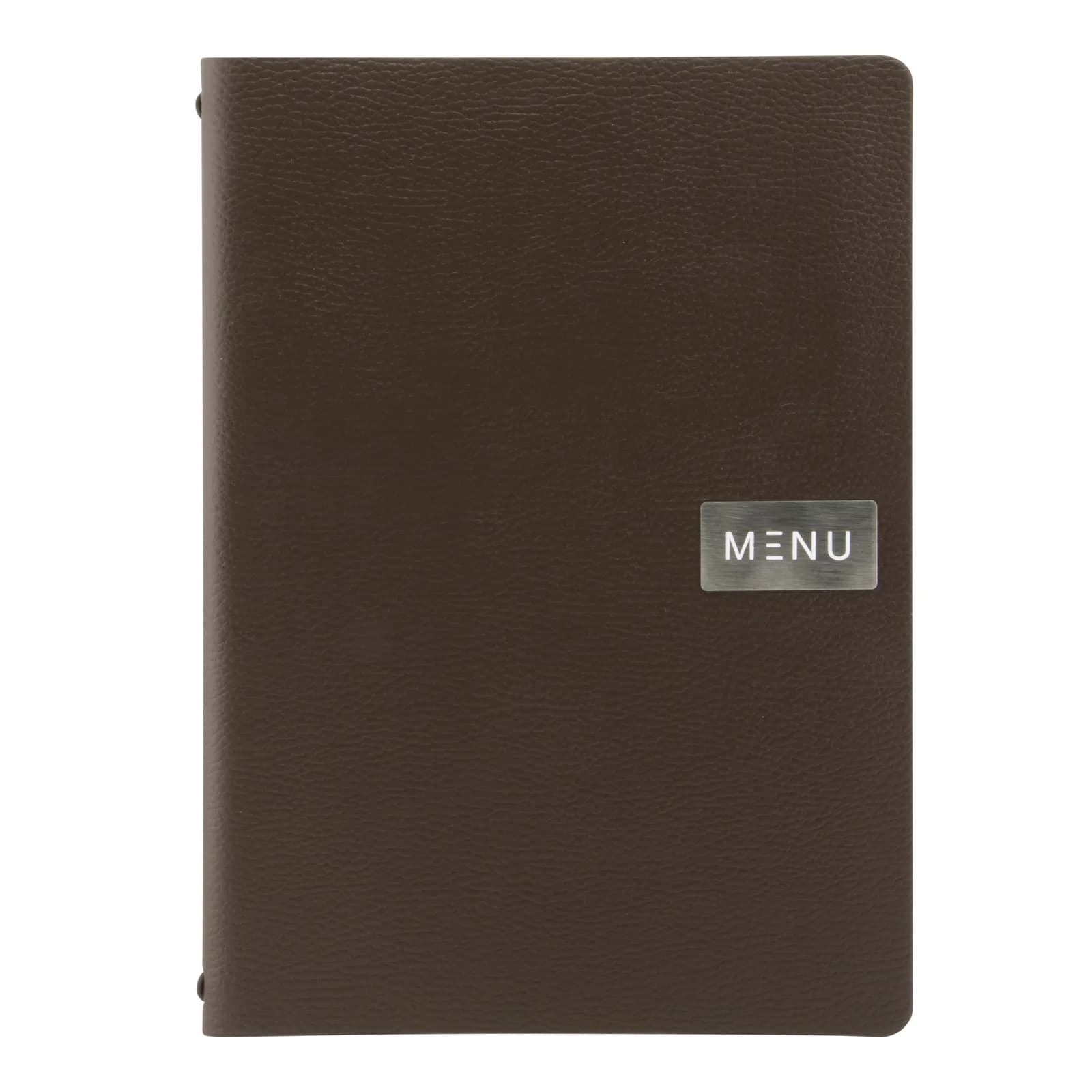 Securit® Protège-menu A4 "Leather" - Marron - Ligne "Raw" - 100% cuir écologique - Plaque "Menu" + plaque vierge incluse