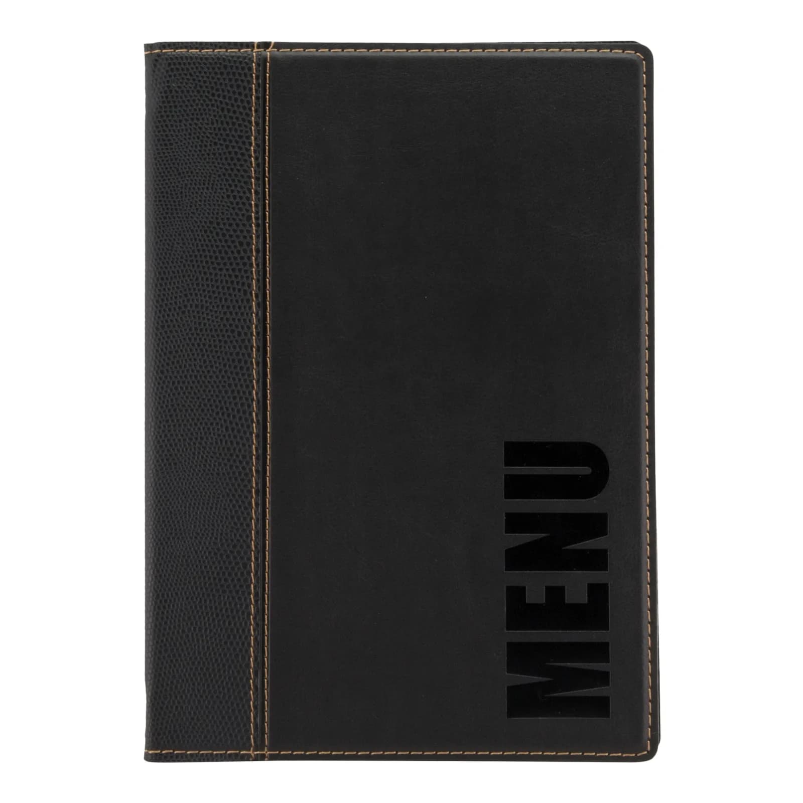 Securit® Protège-menu A5 "Trendy" - Noir - Simili-cuir - 4 vues