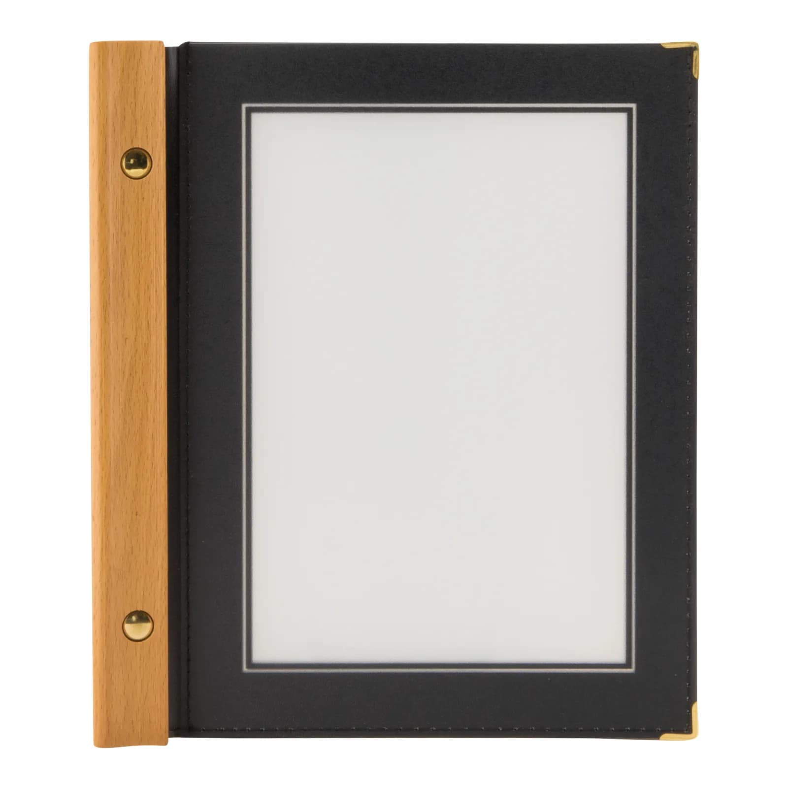Securit® Protège-menu A5 "Wood" - Noir - 4 vues