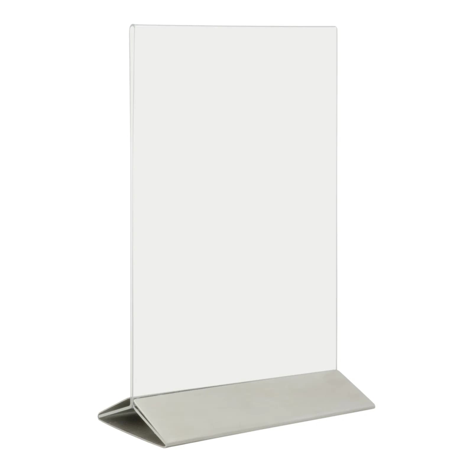 Securit® Porte‑affiche transparent A5 - Vertical - Acrylique - Socle en acier inoxydable - Double-face