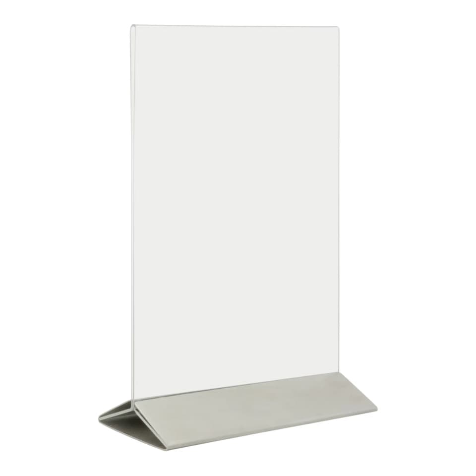 Securit® Porte‑affiche transparent A5 - Vertical - Acrylique - Socle en acier inoxydable - Double-face