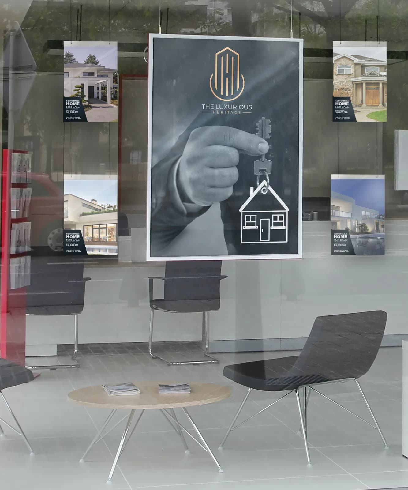 Porte-brochure mural A4 transparent — Securit® — En situation