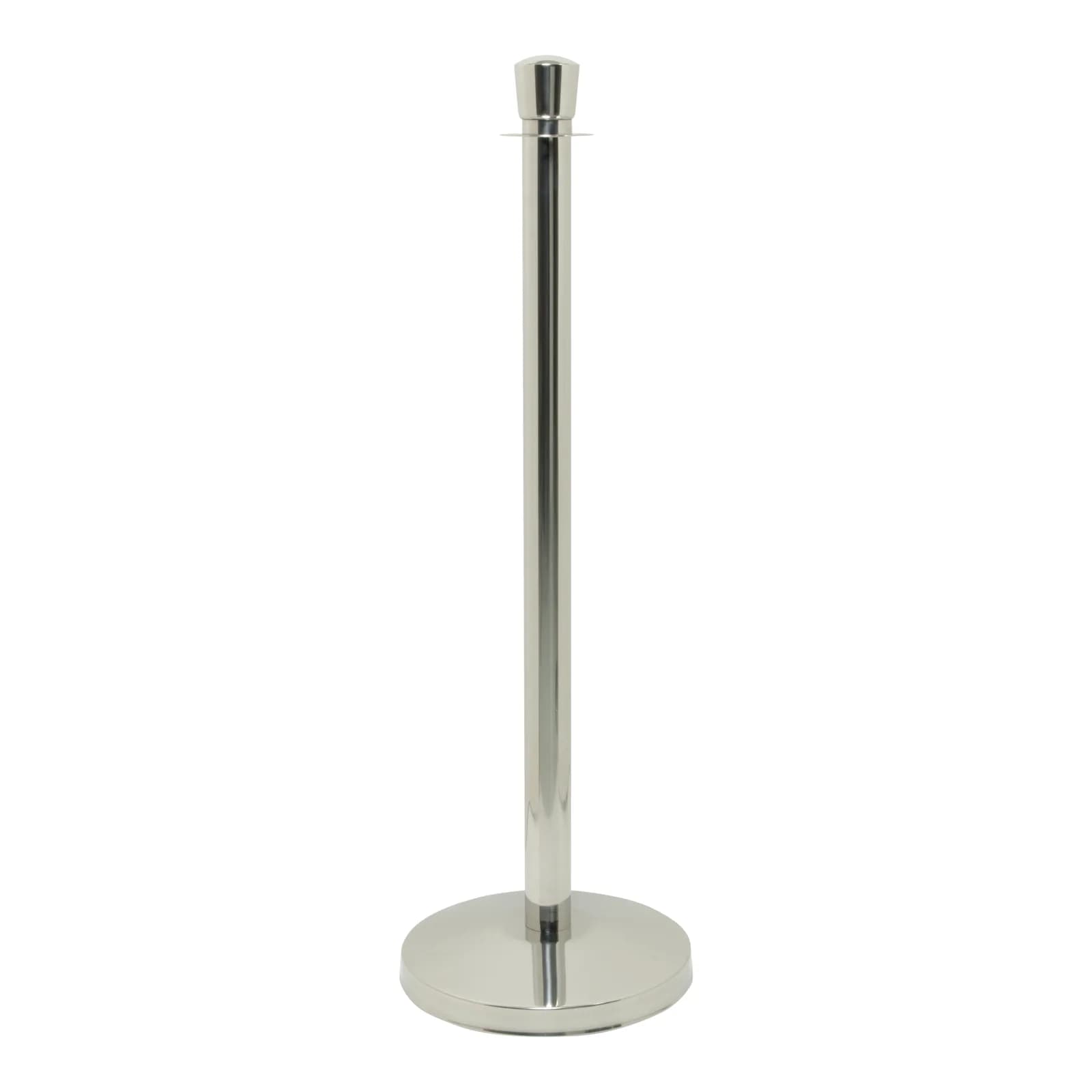 Securit® Lot de 2 Poteaux d'accueil "Classic" - Chrome - Tête plate - Ensemble complet pied + socle - 100cm