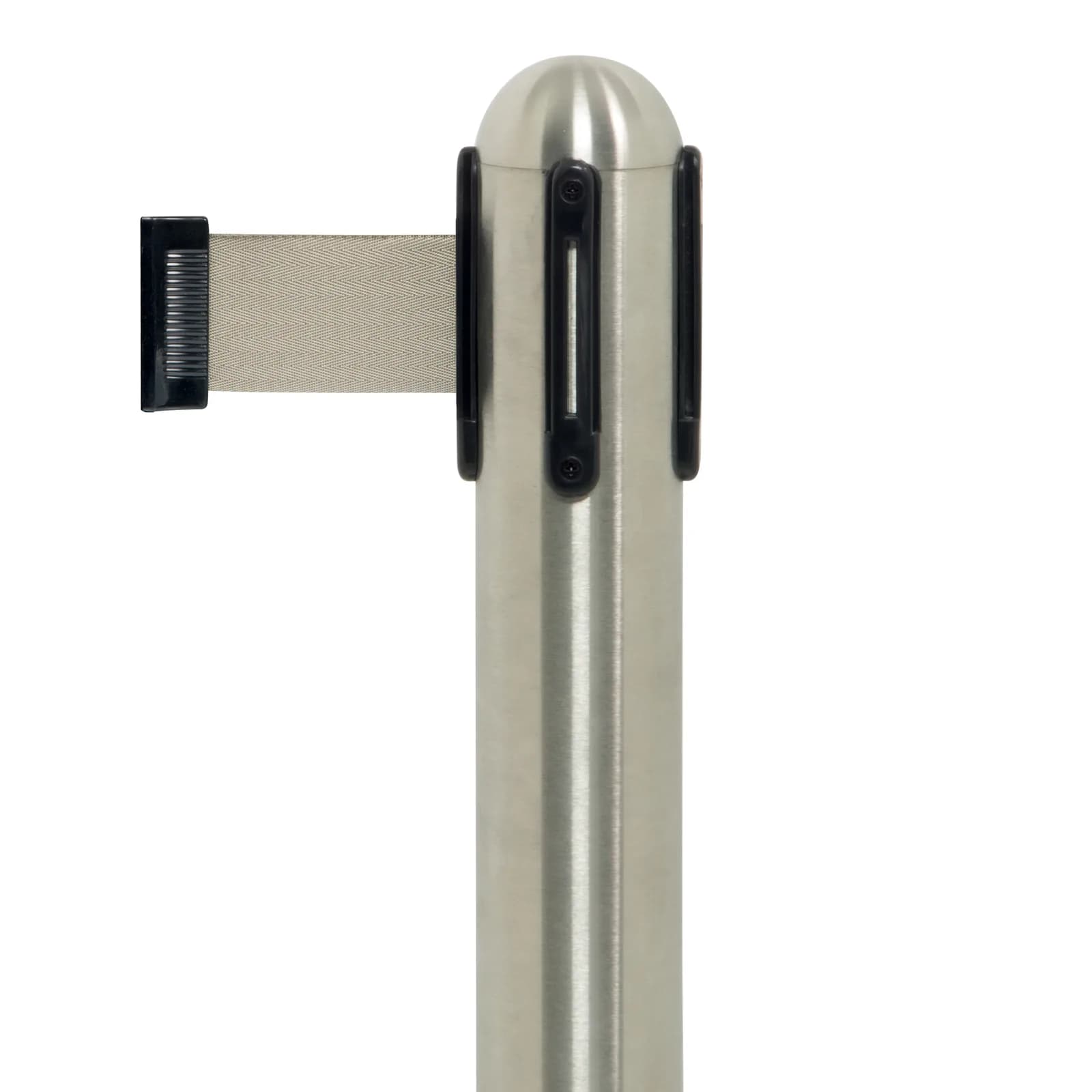 Securit® Pied Poteau d'accueil Rétractable - Chrome - 90cm - Bande nylon 205cm Grise (Socle RS-RT-RVS-C3 non inclus)