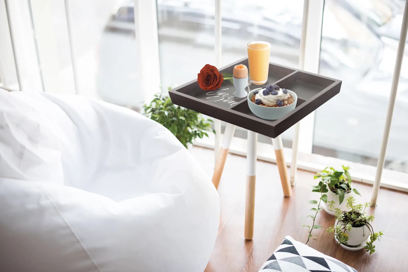 Plateau Table Ardoise et Bois — Securit® — En situation