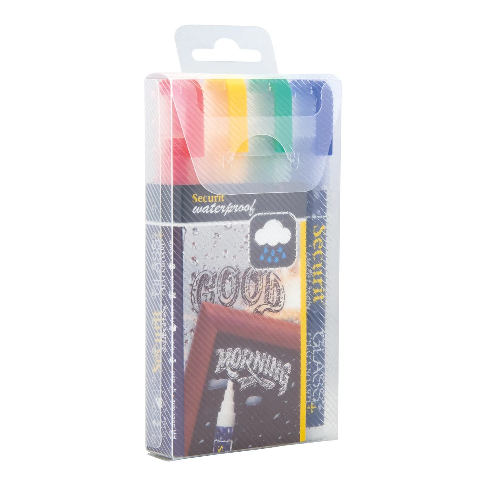 Securit® Lot de 4 Feutres-craie à encre liquide Waterproof - Jaune, Vert, Rouge, Bleu - Taille de mine 2-6mm biseautée