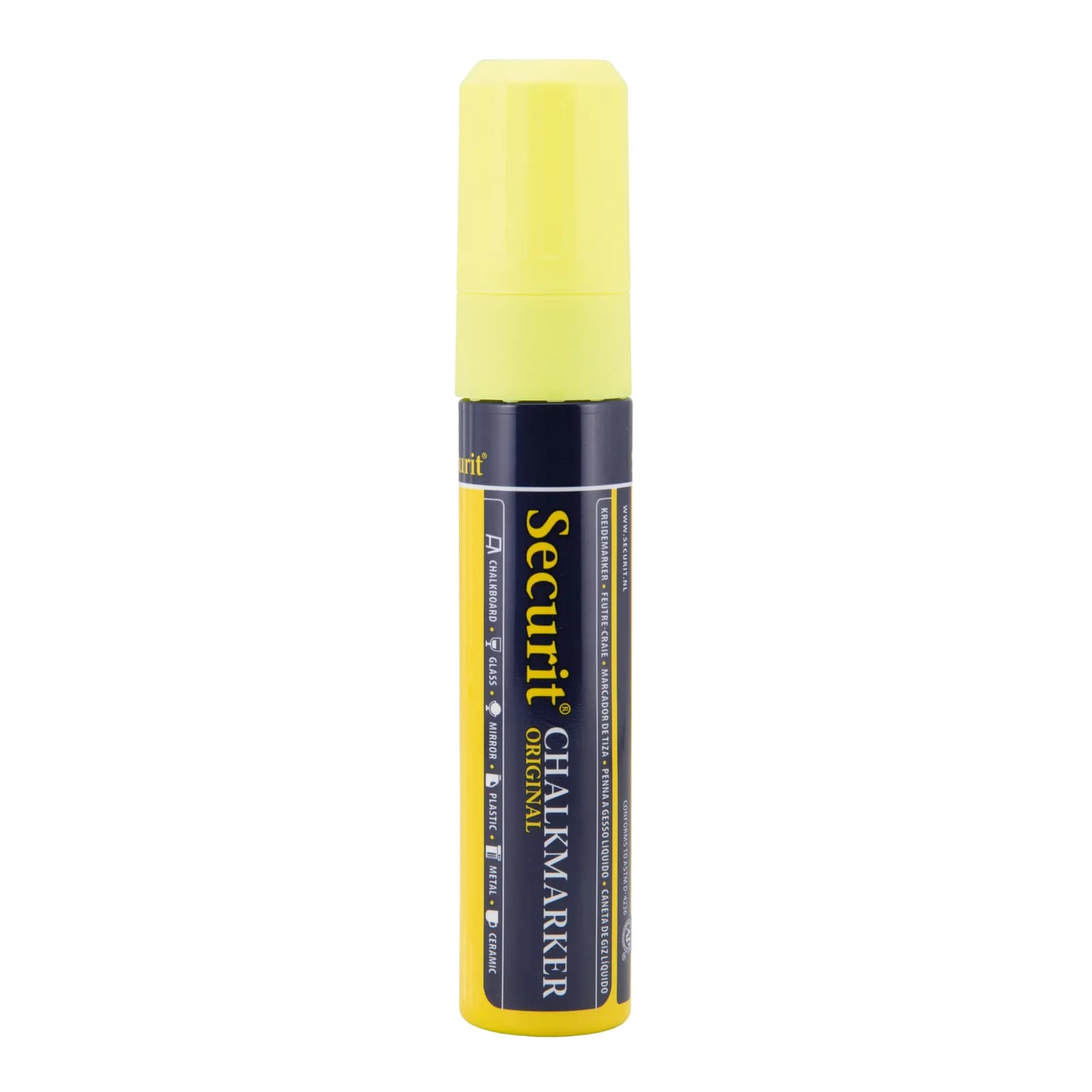 Securit® Feutre-craie à encre liquide - Jaune - Taille de mine 7-15mm rectangulaire