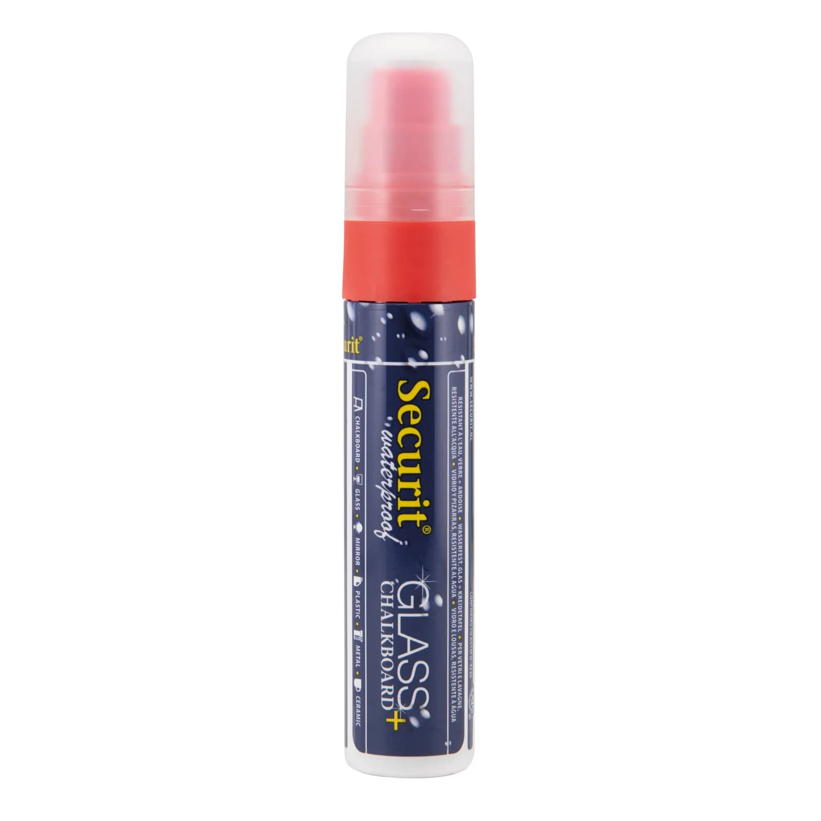 Securit® Feutre-craie à encre liquide Waterproof - Rouge - Taille de mine 7-15mm rectangulaire