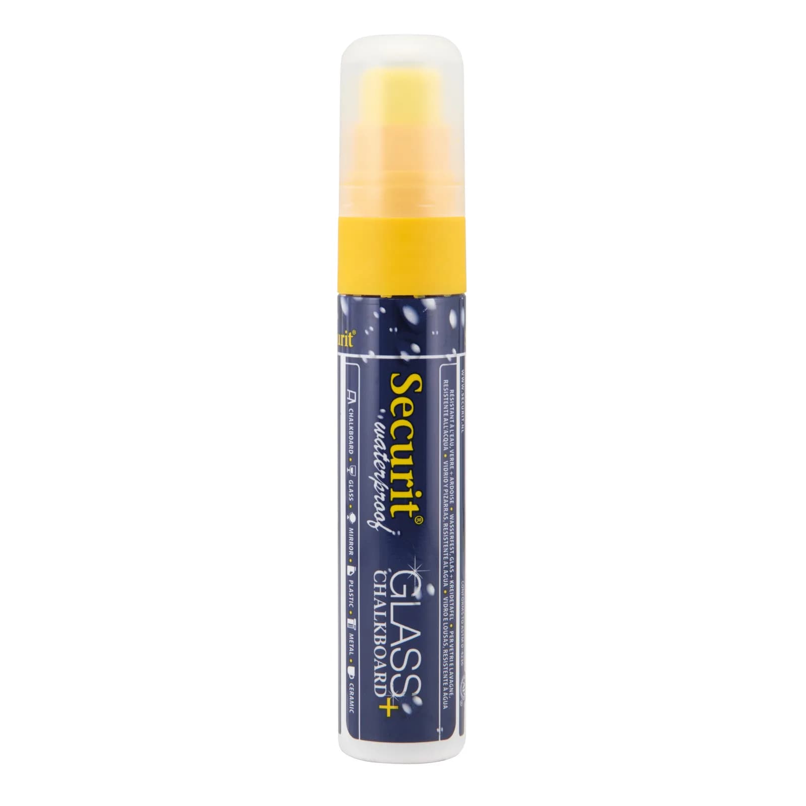 Securit® Feutre-craie à encre liquide Waterproof - Jaune - Taille de mine 7-15mm rectangulaire