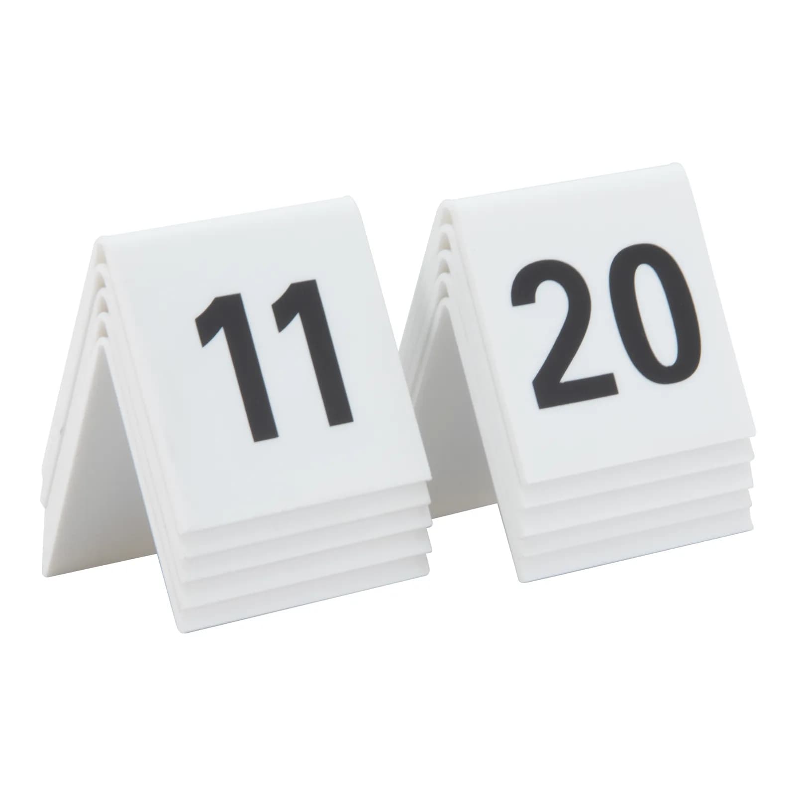 Securit® Lot de 10 Numéros de table de 11-20 - Acrylique blanc avec chiffres noirs