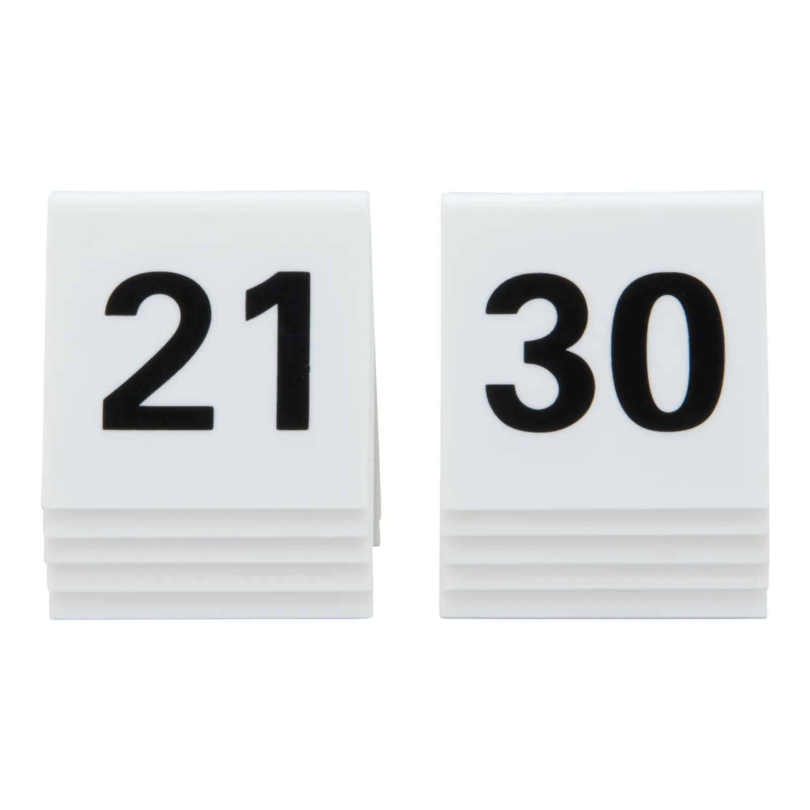 Securit® Lot de 10 Numéros de table de 21-30 - Acrylique blanc avec chiffres noirs