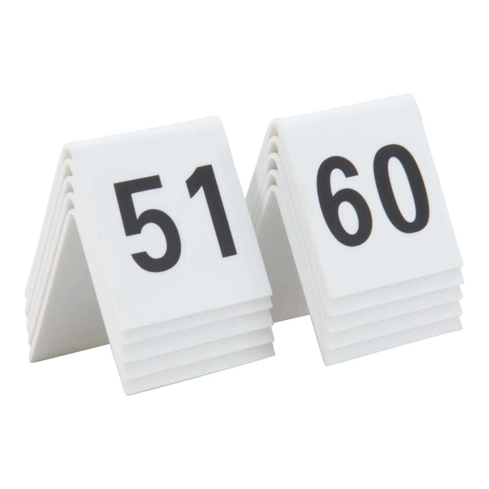 Securit® Lot de 10 Numéros de table de 51-60 - Acrylique blanc avec chiffres noirs