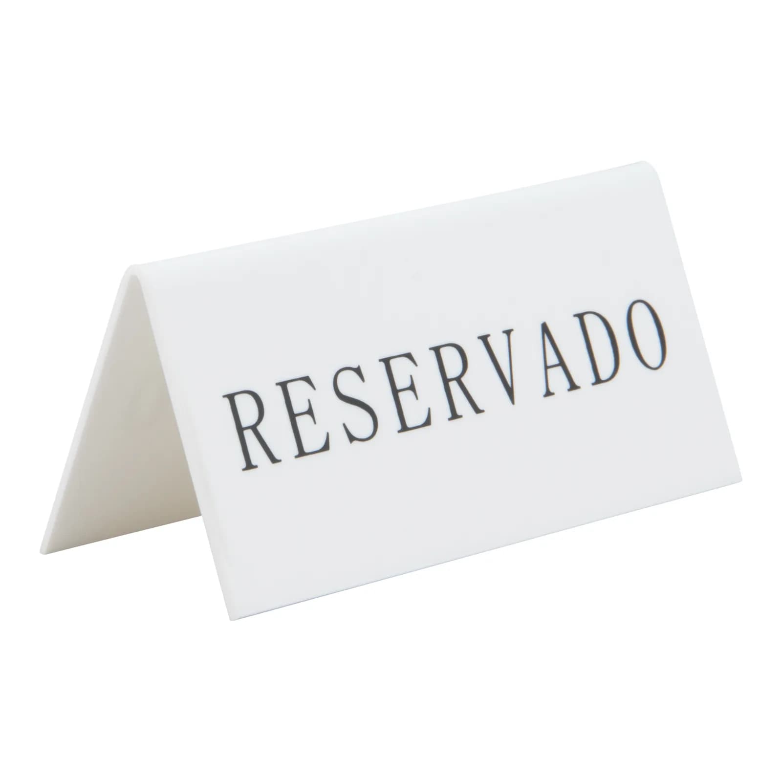 Securit® Lot de 5 Chevalets réservation de table "Reservado" (Espagnol) - Acrylique blanc avec lettres noirs