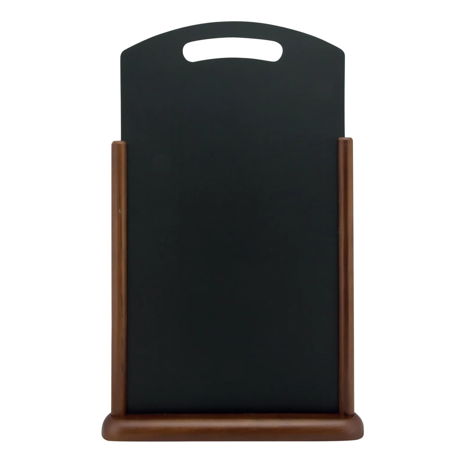 Securit® Ardoise de table "Handle" à poignée - Socle en bois finition marron foncé laqué - 35x53cm