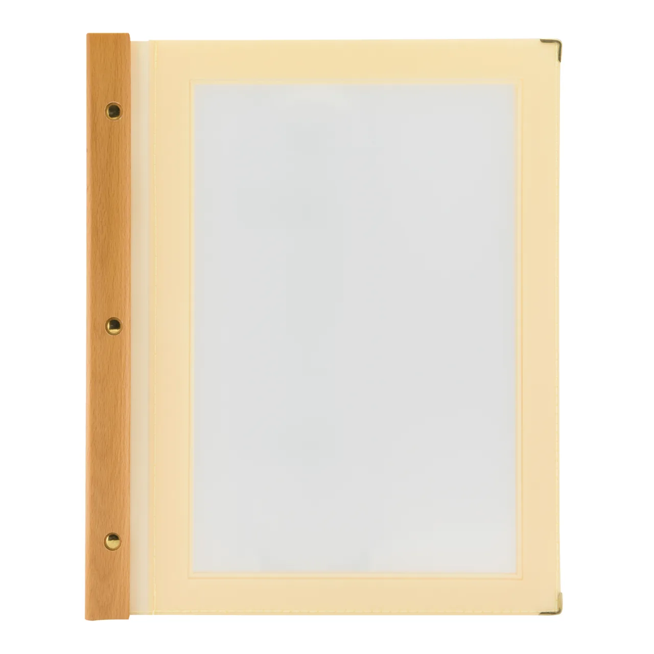 Securit® Protège-menu A4 "Wood" - Beige/Ivoire - 4 vues - Fin de série