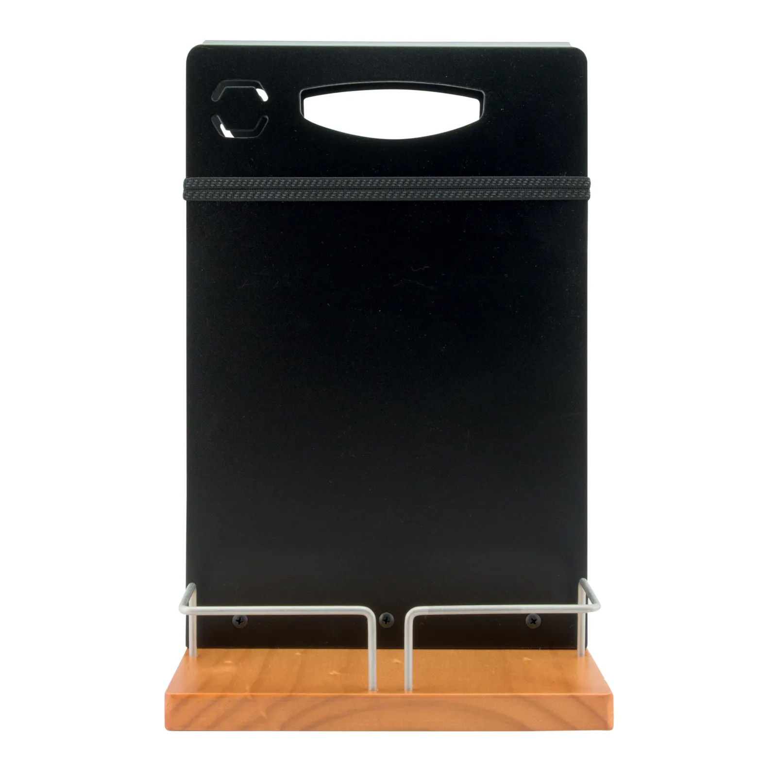 Securit® Chevalet de table - Bois finition teck laqué - Place de rangement pour carte menus, tasse ou autres - Feutre-cr