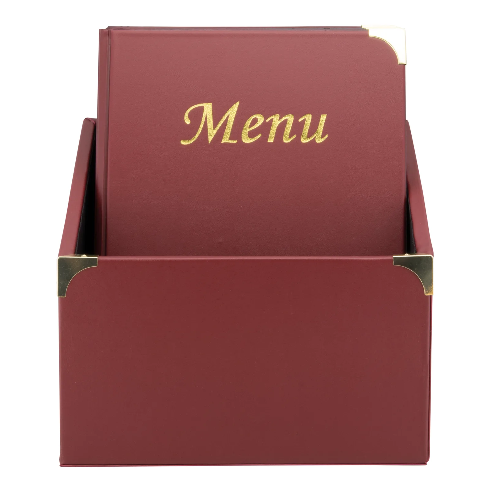 Securit® Boite contenant 10 Protège-menus A4 "Basic" - Bordeaux - 4 vues