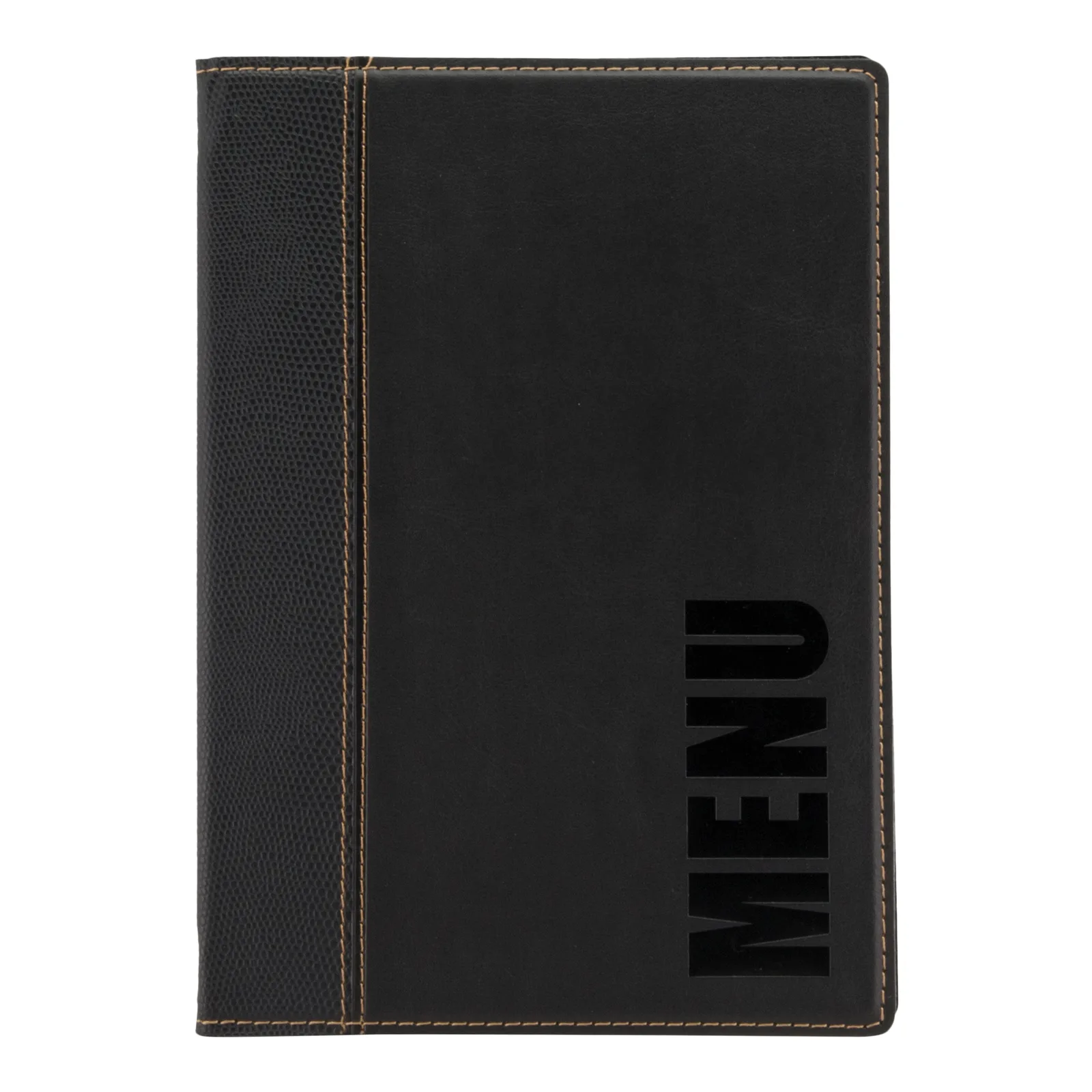 Securit® Protège-menu A5 "Trendy" - Noir - Simili-cuir - 4 vues