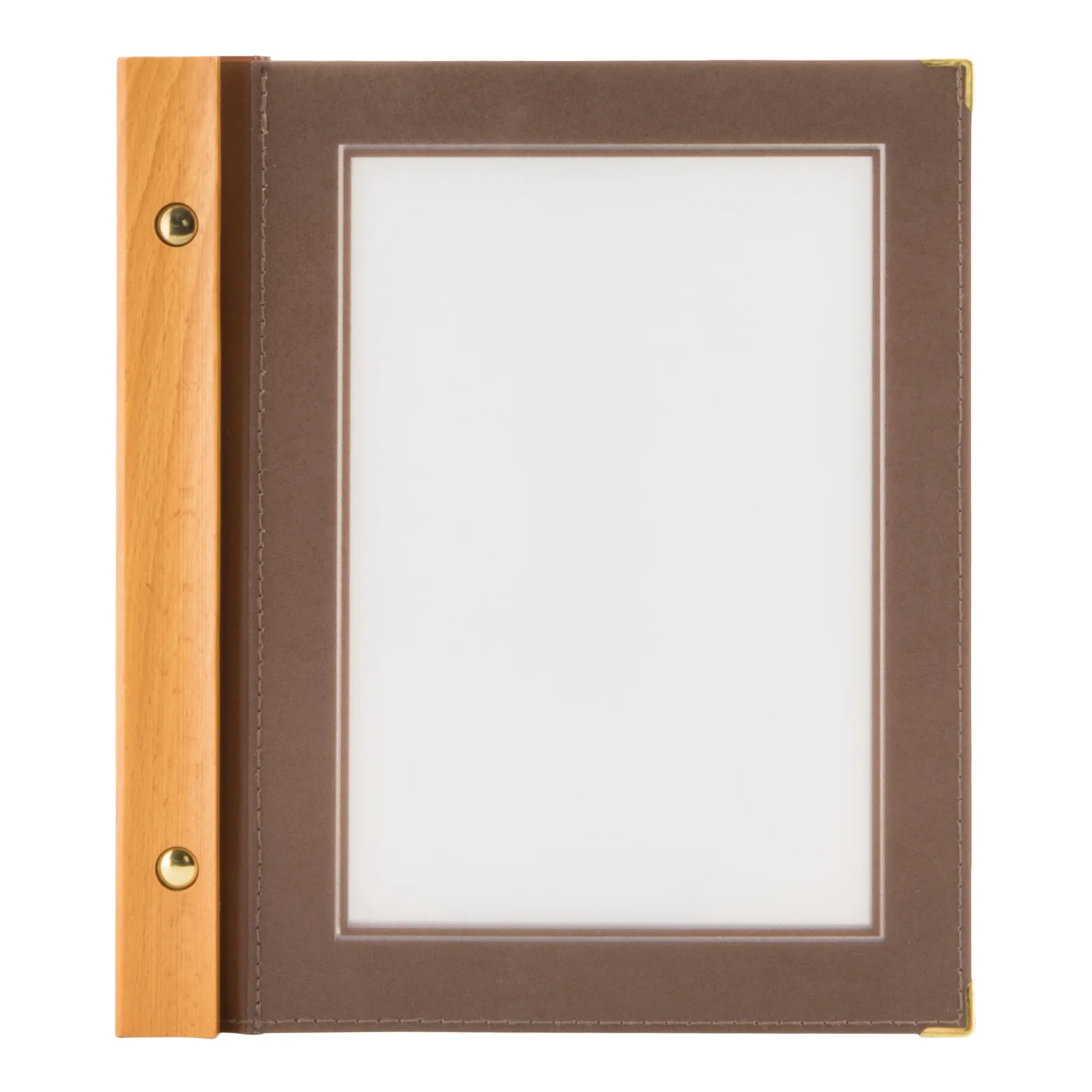 Securit® Protège-menu A5 "Wood" - Marron - 4 vues