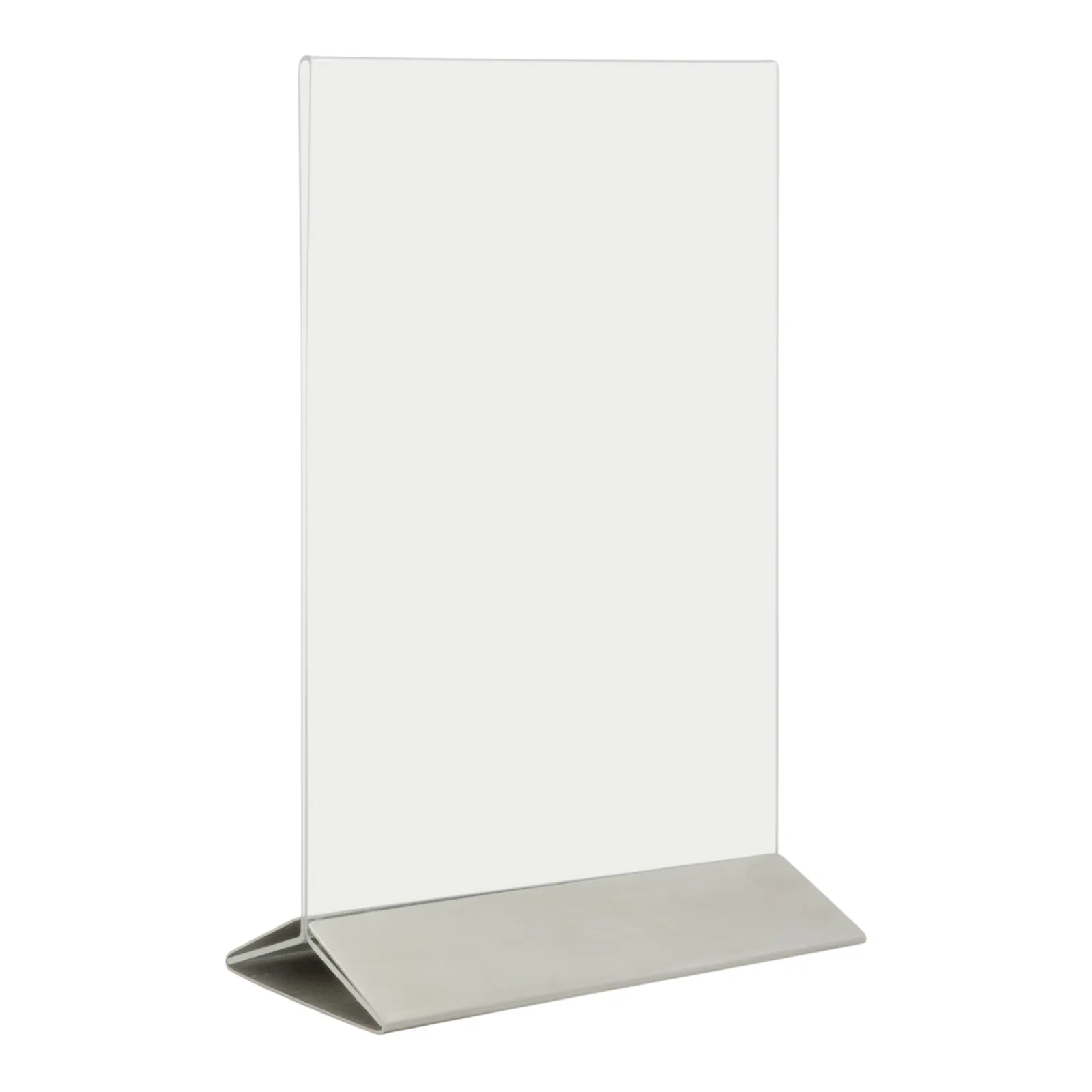 Securit® Porte‑affiche transparent A5 - Vertical - Acrylique - Socle en acier inoxydable - Double-face