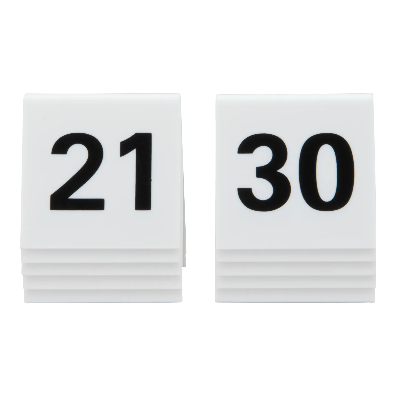 Securit® Lot de 10 Numéros de table de 21-30 - Acrylique blanc avec chiffres noirs
