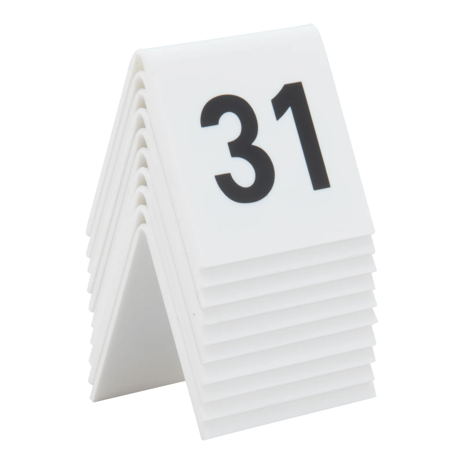 Securit® Lot de 10 Numéros de table de 31-40 - Acrylique blanc avec chiffres noirs