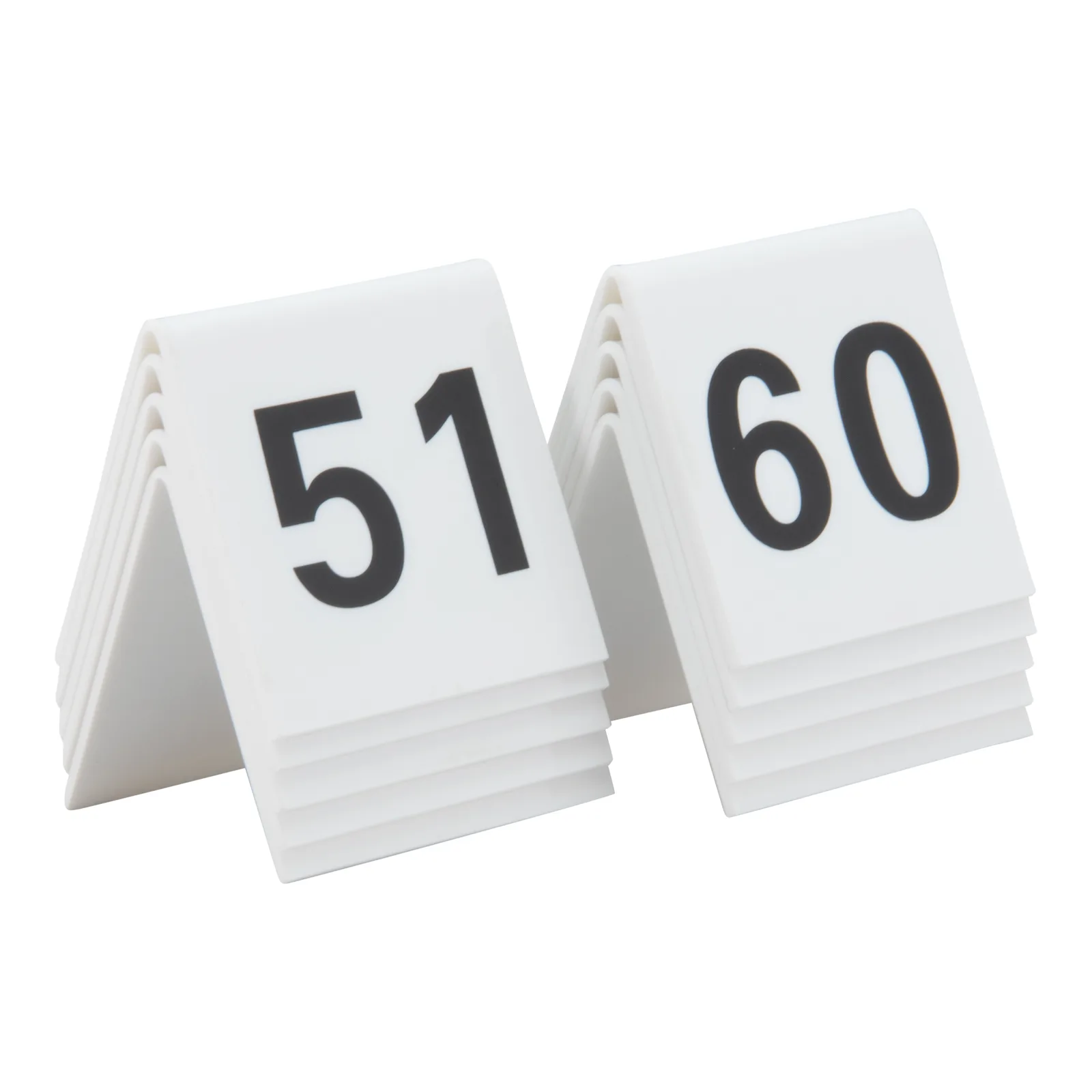 Securit® Lot de 10 Numéros de table de 51-60 - Acrylique blanc avec chiffres noirs