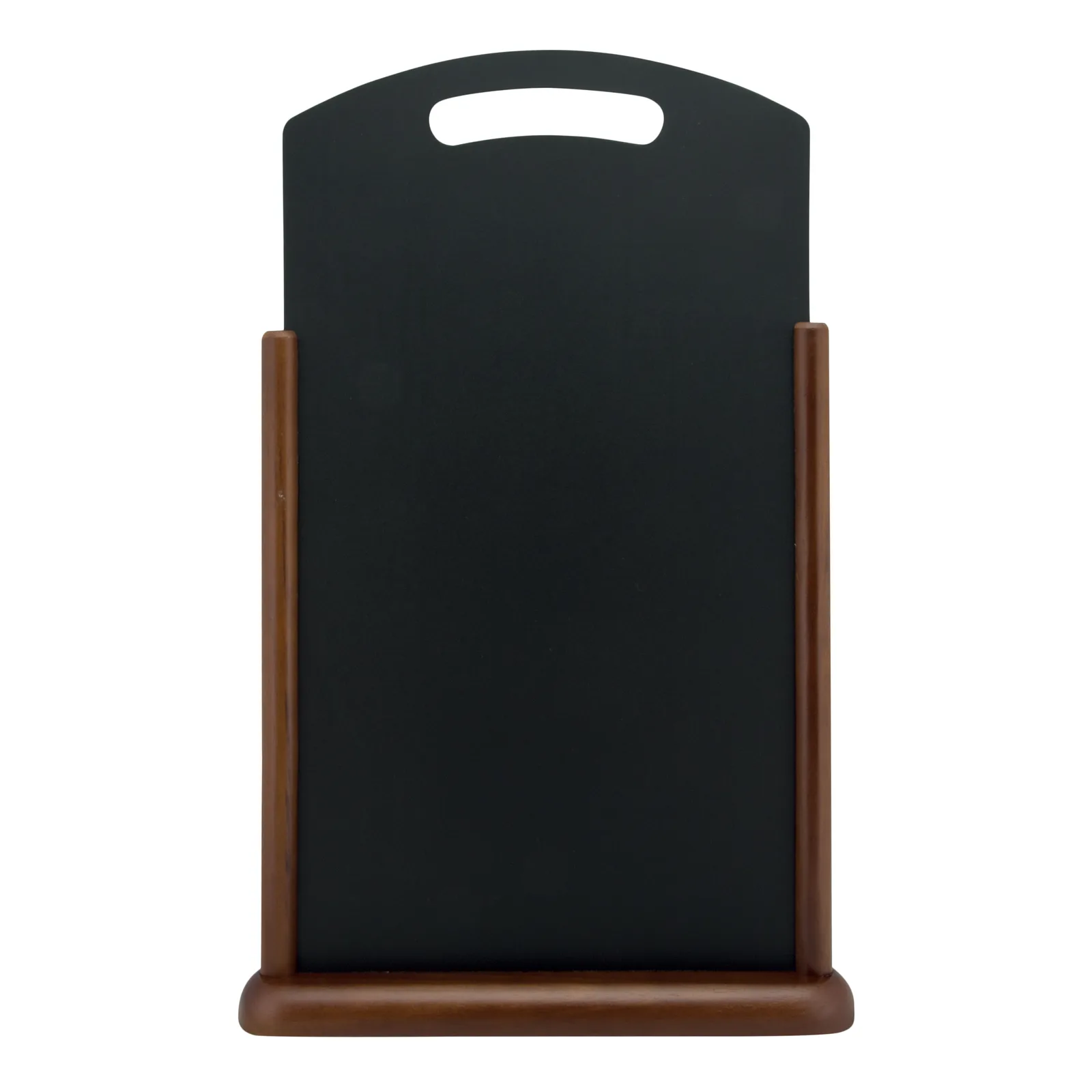 Securit® Ardoise de table "Handle" à poignée - Socle en bois finition marron foncé laqué - 35x53cm
